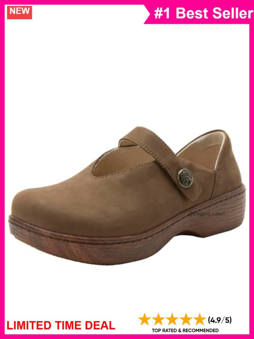 Alegria Opheliah Leather Mary Jane Comfort Clog Slip Resistant